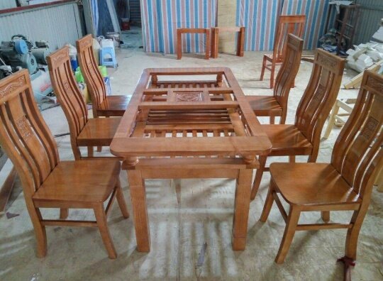 bộ bàn ăn 6 ghế mặt kính giá rẻ